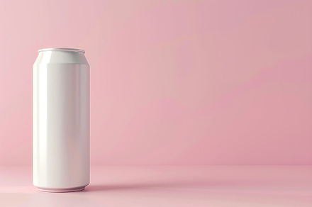 Blank aluminum can on pink background, a Food & Drink Photo by AlyaAnd