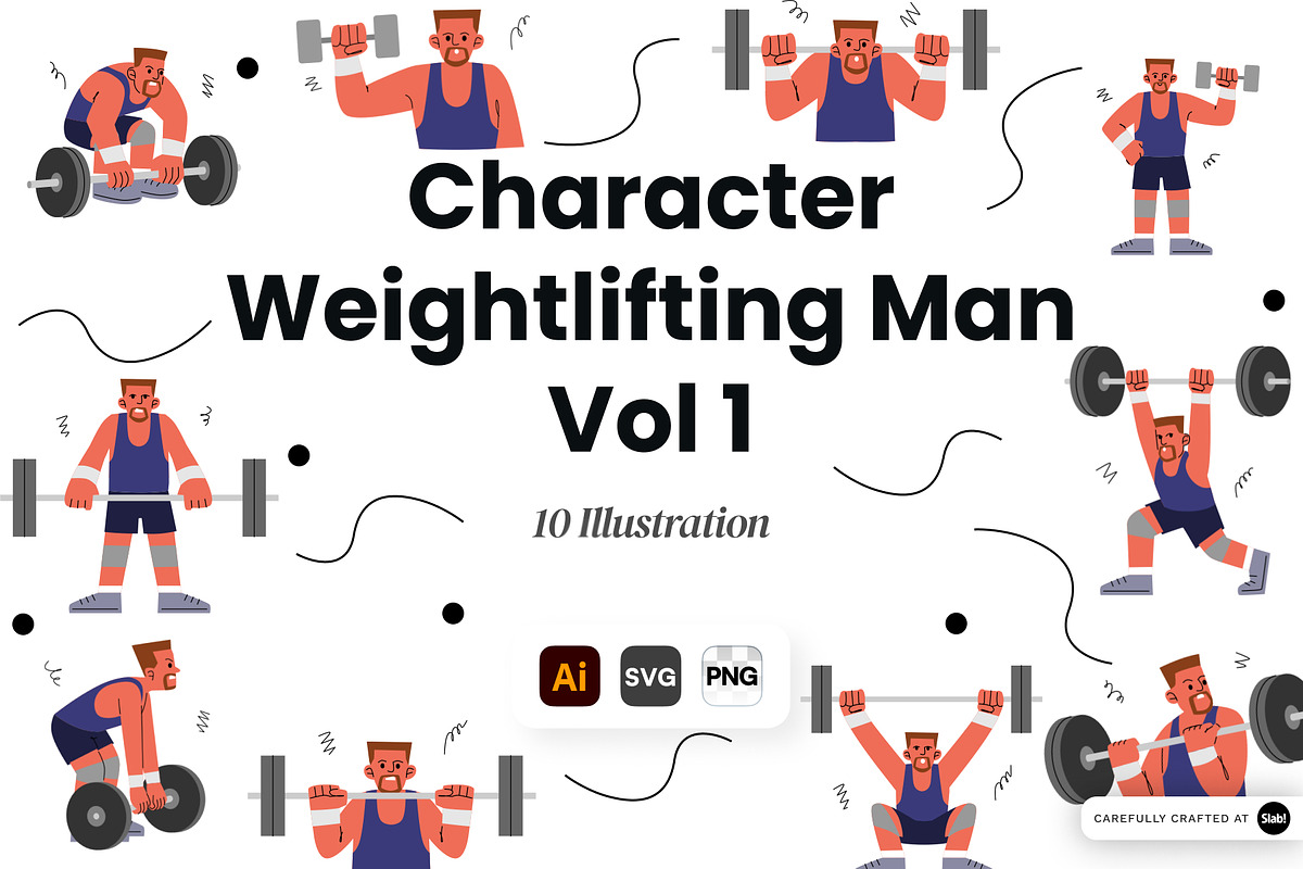 Character Weightlifting Man Vol. 1, a Sport Illustration by SLAB! Design (Photo 1 of 3)