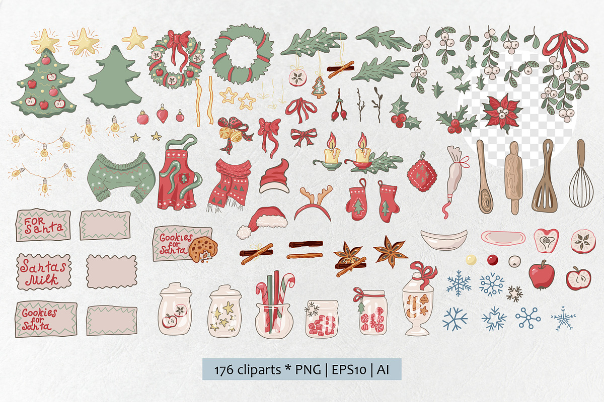 Christmas bakery collection. Vector, a Food Illustration by VaraNa Art (Photo 4 of 20)