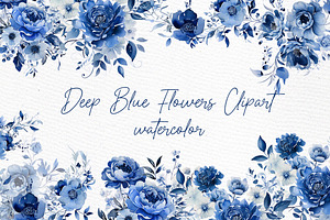 Deep Blue flowers Clipart Blue Peony