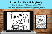 Cute Panda Daily Life Coloring Pages, a Brochure Template by LA Design (Thumbnail 9 of 10)