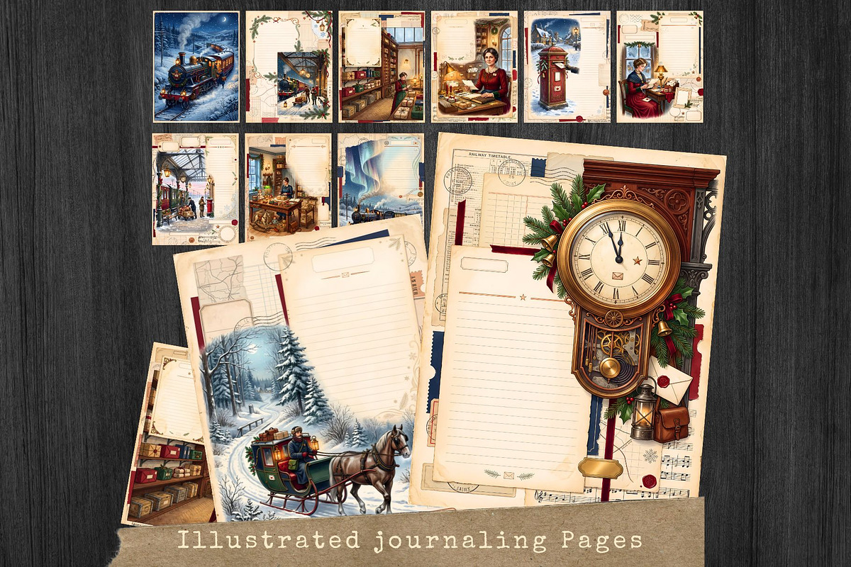 Christmas Correspondence journal kit, a Seasonal Illustration by ThatsDesignArt (Photo 9 of 20)