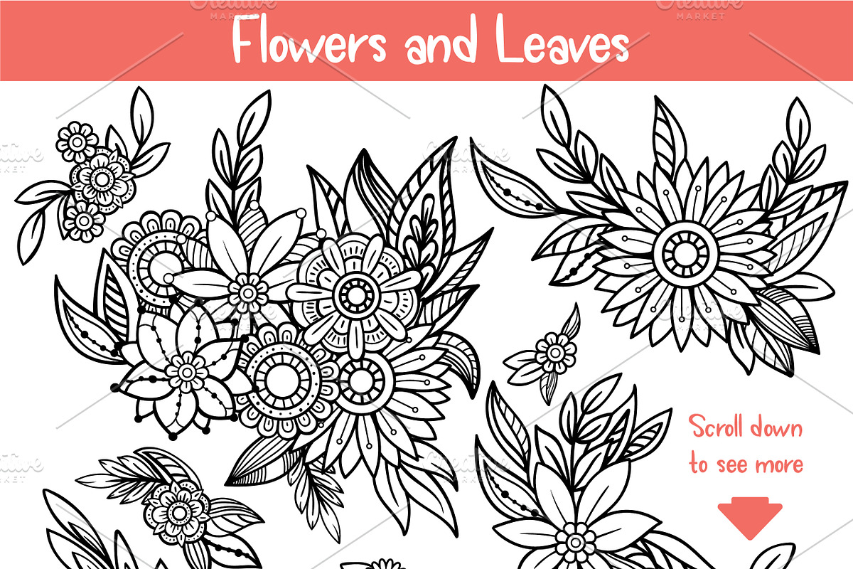 Floral Doodles Collection, a Decorative Illustration by Elinorka (Photo 5 of 14)