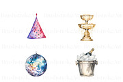 Watercolor New Year Clipart| Party, a Decorative Illustration by BrushstrokeArtGB (Thumbnail 4 of 8)