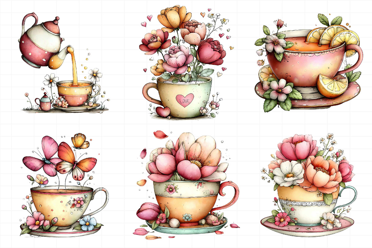Summer Bridal Tea Party Set Clipart, an Illustration by Daily.Designs (Photo 3 of 6)