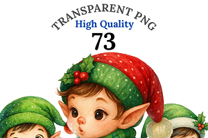 73 Elf Clipart Set, a Decorative Illustration by Pati Charm Studio