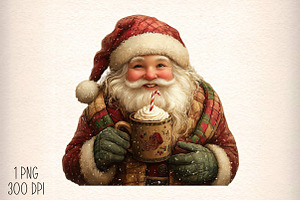 Vintage Santa Claus Wall Art PNG, an Illustration by Daily.Designs