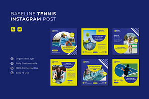 Baseline Tennis - Instagram Post, a Social Media Template by Esensifiksi.studio