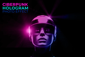 Cyberpunk Hologram Photo Effect, a Layer Style Add-On by McLittle Stock