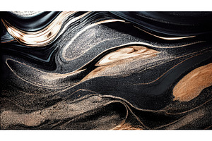 Black Gold Acrylic Fluid Textures