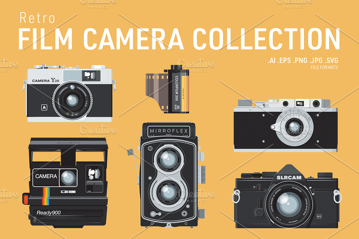 Retro Film Camera Collection, an Object Illustration by BenDesigner