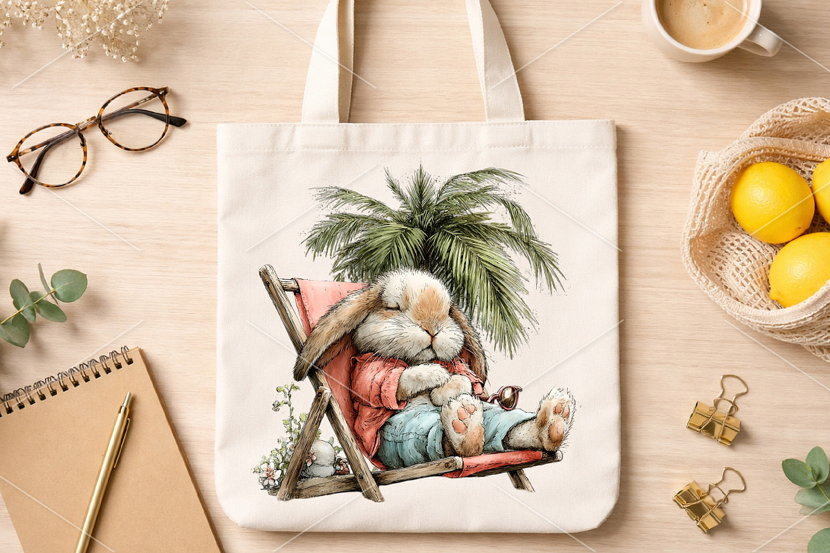 Whimsical Summer Beach Bunny Clipart, an Illustration by Canvas Craft (Photo 7 of 7)
