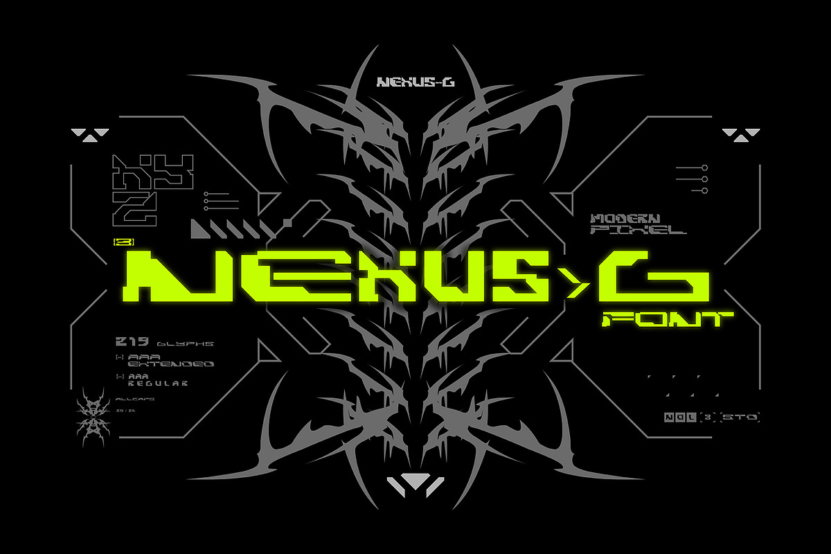 NEXUS-G | Modern Pixel Font, a Sans Serif Font by Nol 3 Studio (Photo 1 of 9)