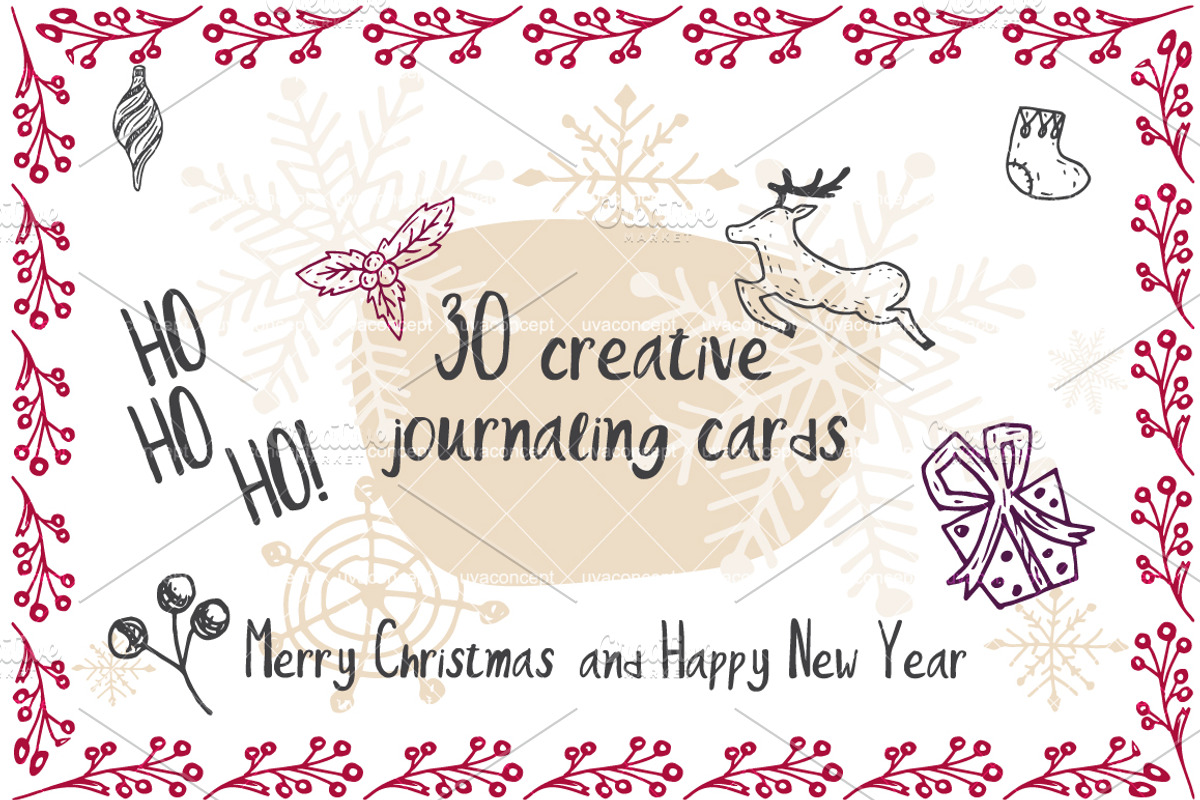 Set of 30 creative journaling cards, a Card Template by UVAconcept (Photo 1 of 6)
