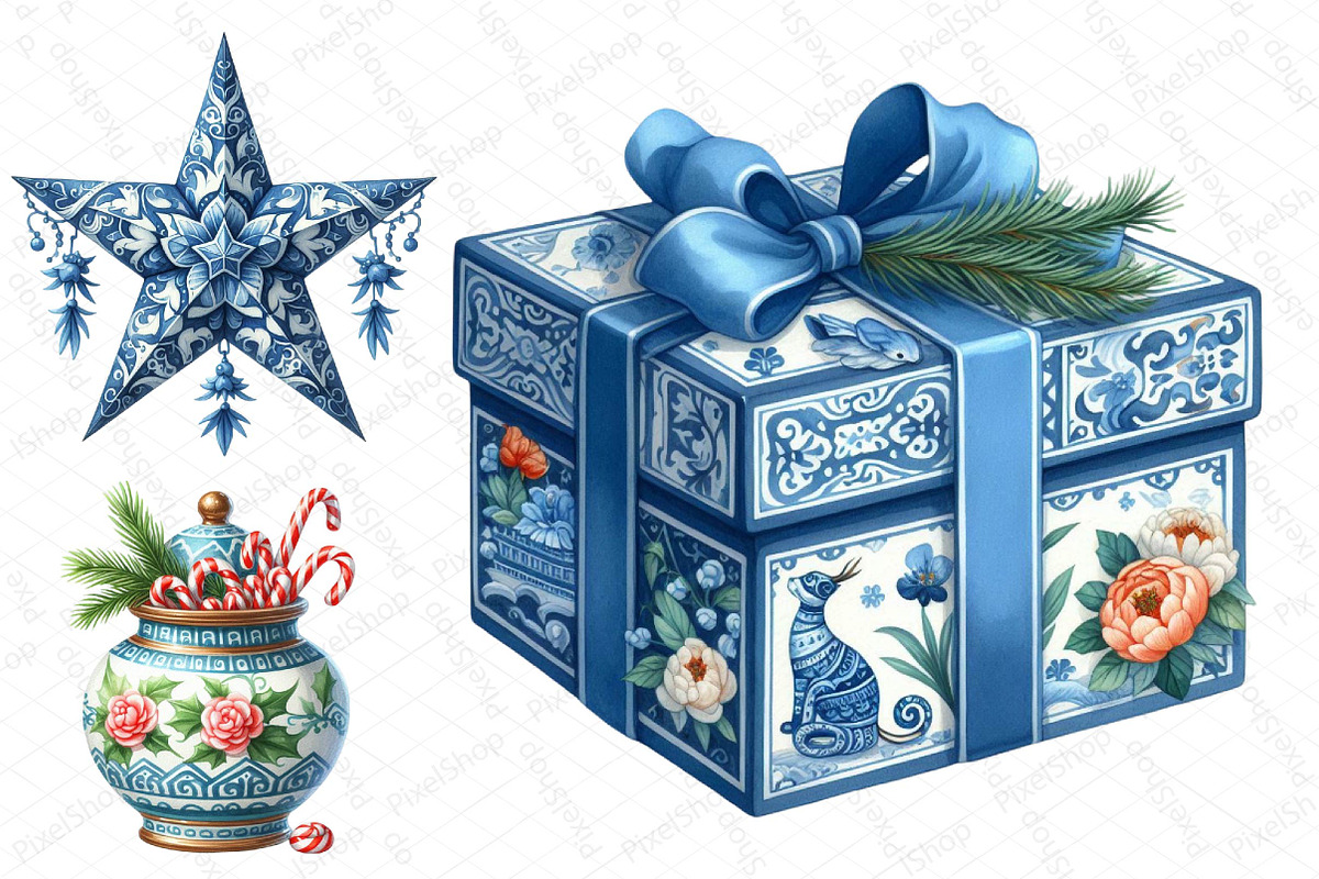 Chinoiserie Christmas Clipart, an Illustration by DreamPrint404 (Photo 4 of 4)