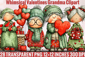 Whimsical Valentines Grandma Clipart, an Illustration by SVGArt