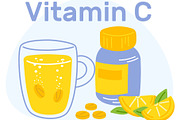 Soluble tablets with vitamin C, an Object Illustration by Vectorbuum (Thumbnail 2 of 3)
