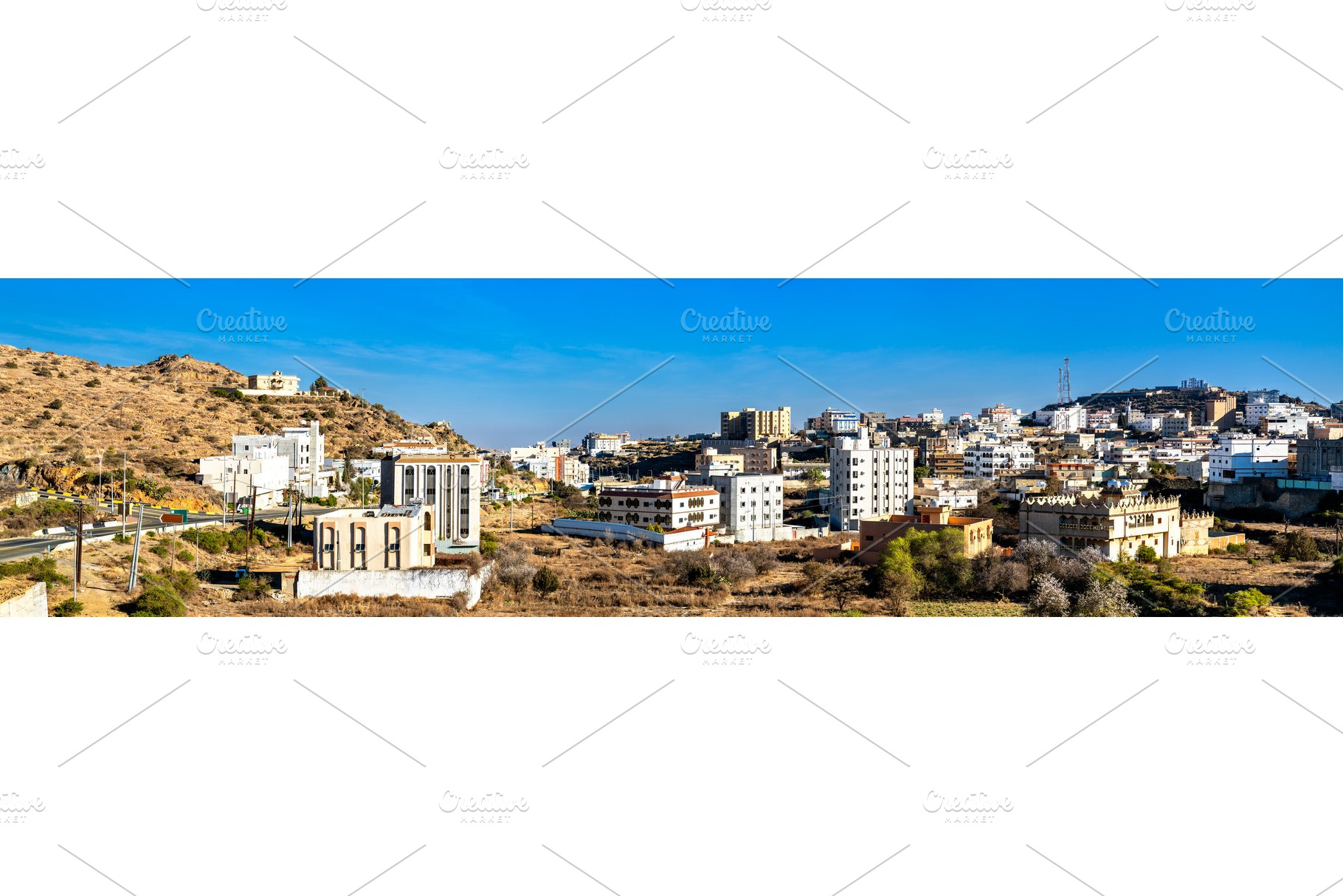 Panoramic urban landscape of Al Bahah city in Saudi Arabia, an Architecture Photo by Leonid Andronov