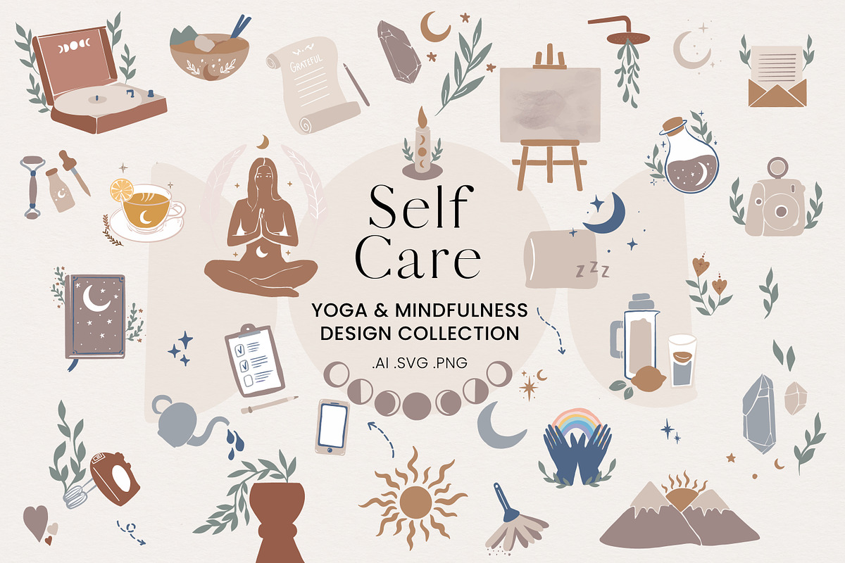 Self Care, Yoga & Mindfulness, a Healthcare Illustration by Camara Design (Photo 1 of 9)