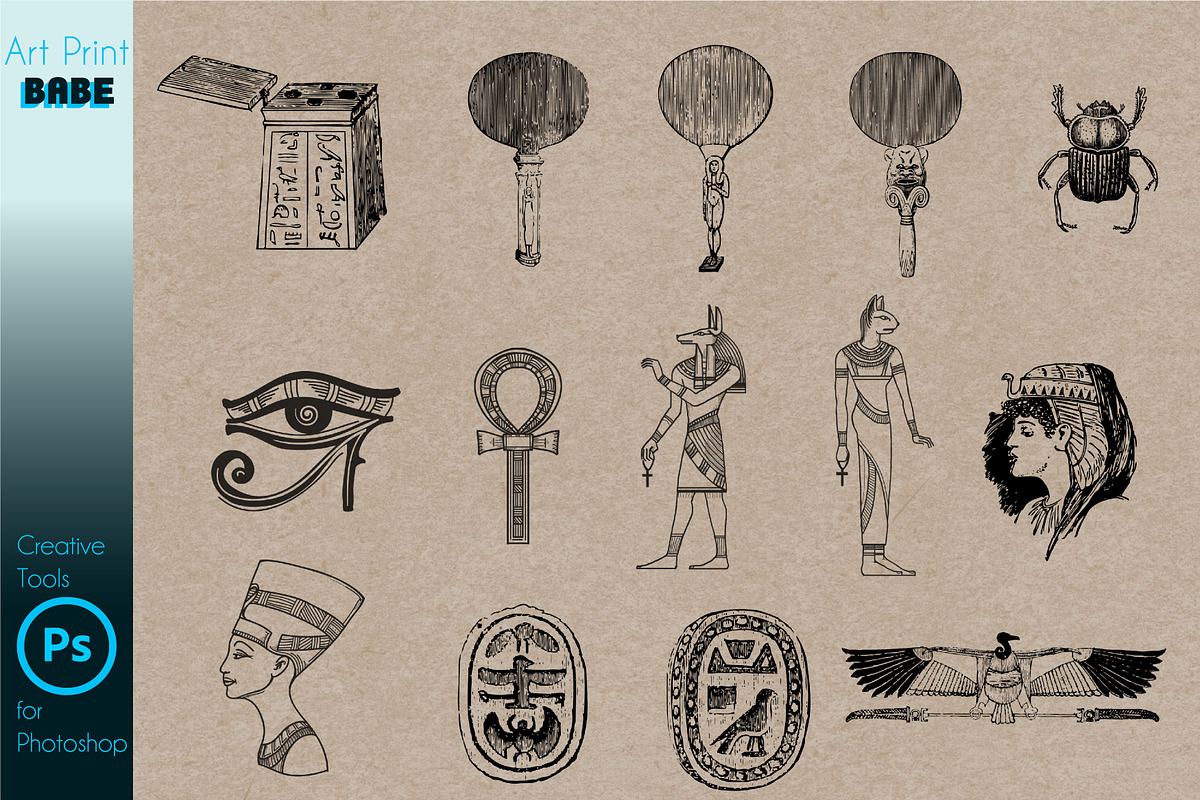 Photoshop Egyptian Brush Tattoo Art, a Brush Add-On by ArtPrintBabe (Photo 4 of 8)