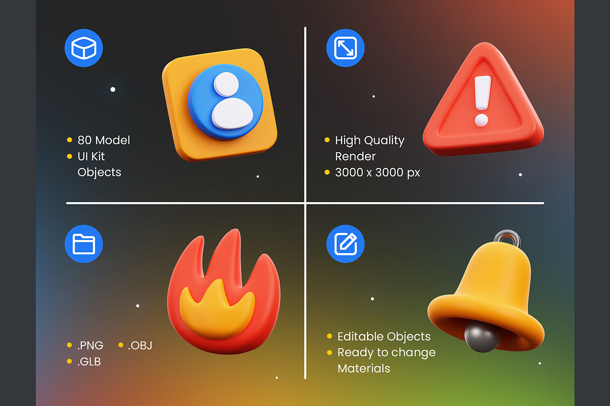 UI KIT Elements 3D Icons, an Object 3D Model by Rakata Studio (Photo 2 of 7)