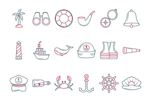 Nautical Line Icons Set, an Outline Icon by studiogstock
