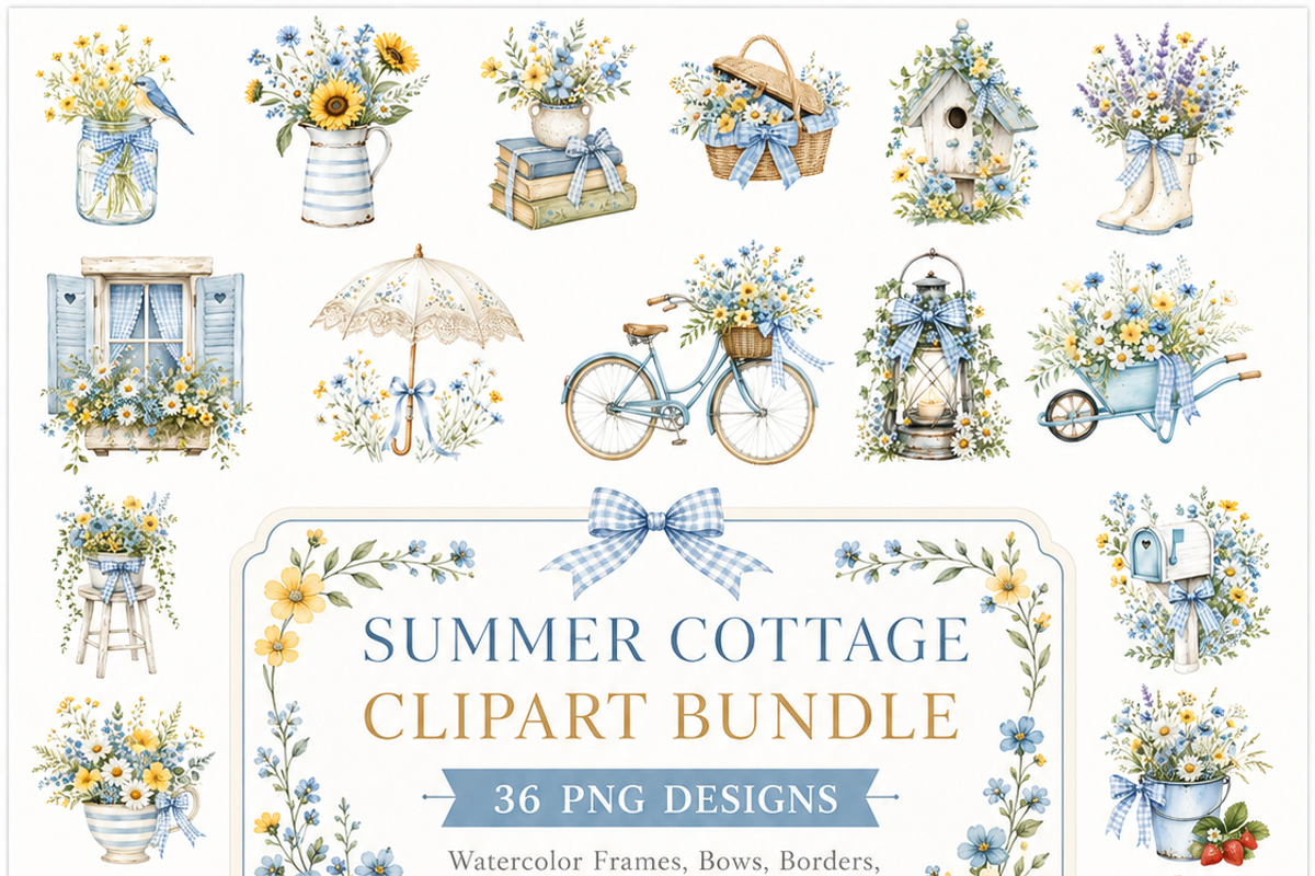 Summer Cottage Clipart frames, a Decorative Illustration by HeavensStar (Photo 1 of 8)