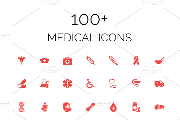 100 Medical Vector Icons Pack