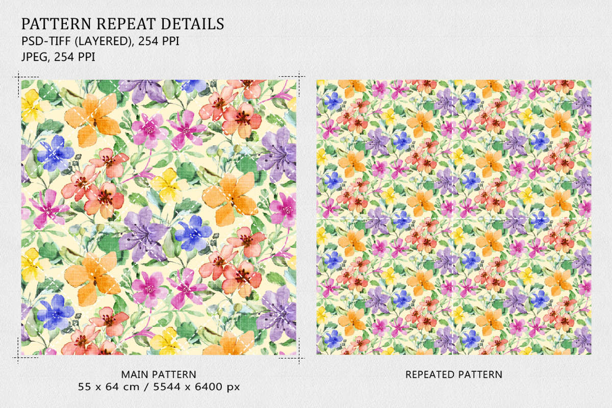 Colorful Watercolor Floral Seamless, a Pattern Graphic by Gullenda (Photo 2 of 6)