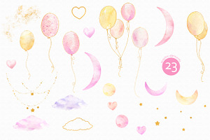 Unicorns Watercolor Clipart