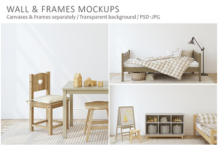 TODDLER ROOM Wall & Frames Mockup, a Poster Template by MyHomeMockups