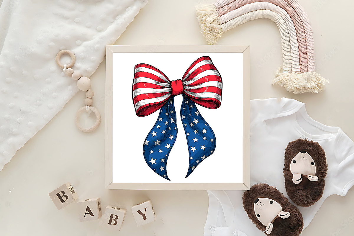 Patriotic Coquette Bow Png, an Illustration by CraftArtStudio (Photo 4 of 4)