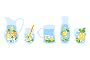 Glass jar, bottle and glasses with, a Food Illustration by LadadikArt