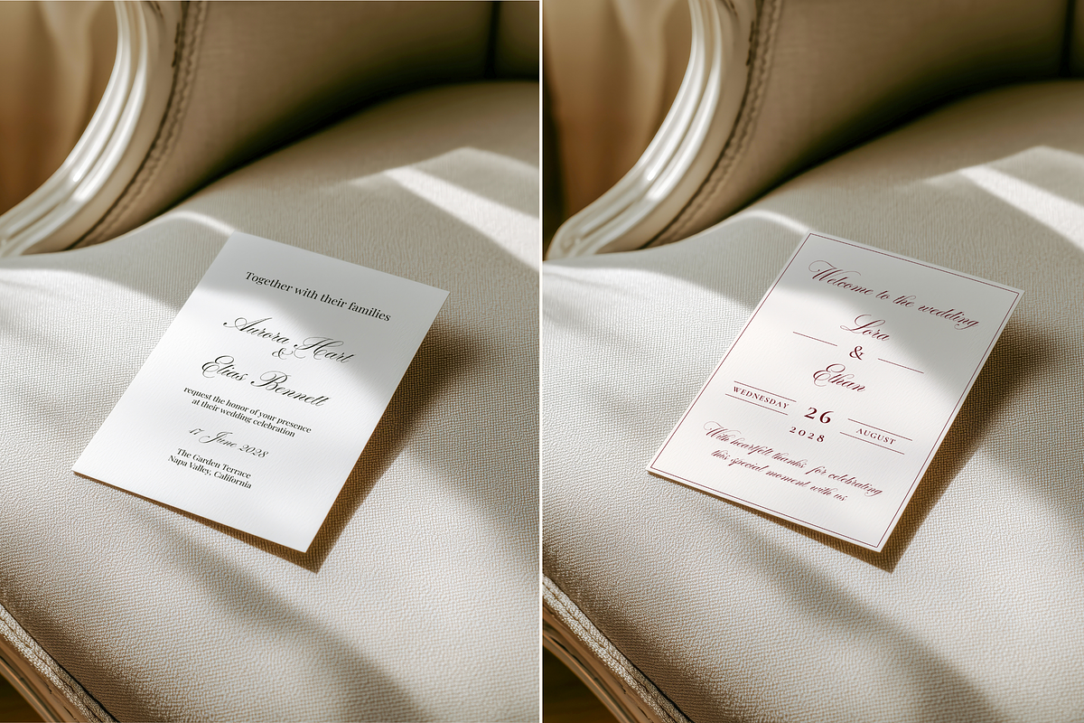 Minimal Wedding Invitation Mockup, an Advertising Mockup by Serenefeeling (Photo 2 of 7)