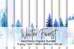 Watercolor Winter Forest, an Illustration by Mashimara