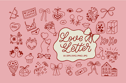Love letter - Valentine's day set, an Illustration by Kamilla.writes.letters
