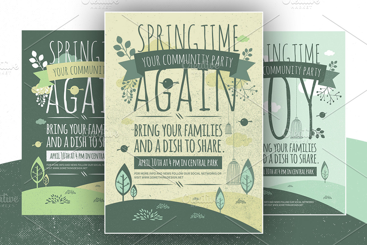 6 Spring Flyers Vector Print, a Flyer Template by DesignSomething