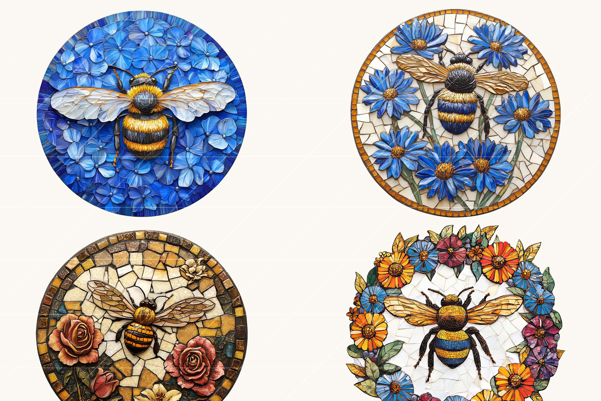Mosaic Circular Bees Coasters, an Animal Illustration by Design Scotch (Photo 8 of 10)