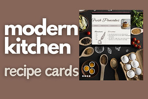Modern Kitchen Recipe Cards - 10 set, a Marketing Template by Rarce