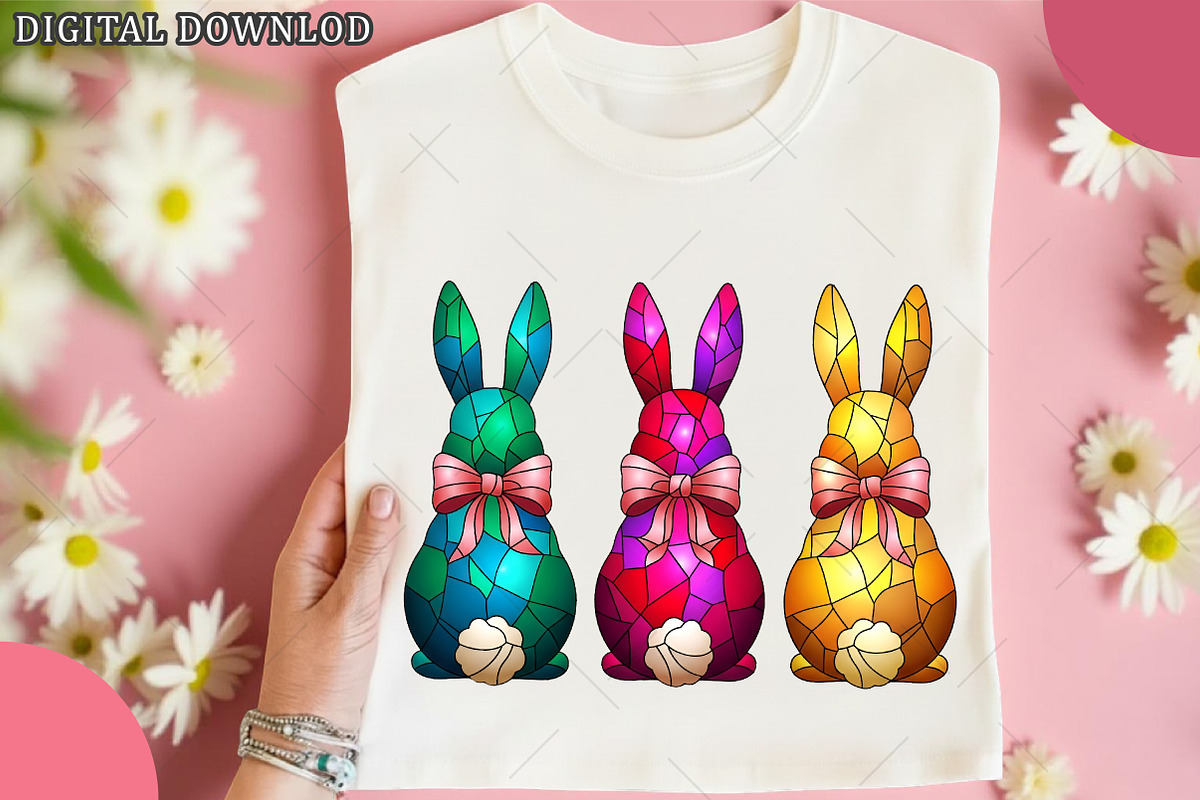 Stained Glass Easter Coquette Bunny, an Illustration by OK Design (Photo 3 of 6)