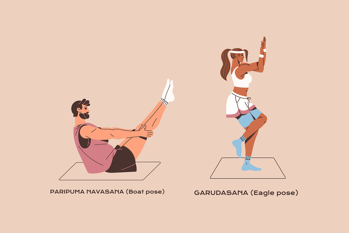 People in yoga poses, asanas set, a Sport Illustration by PaperTrident (Photo 9 of 12)