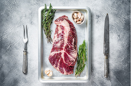 Raw hanger or onglet beef meat steak