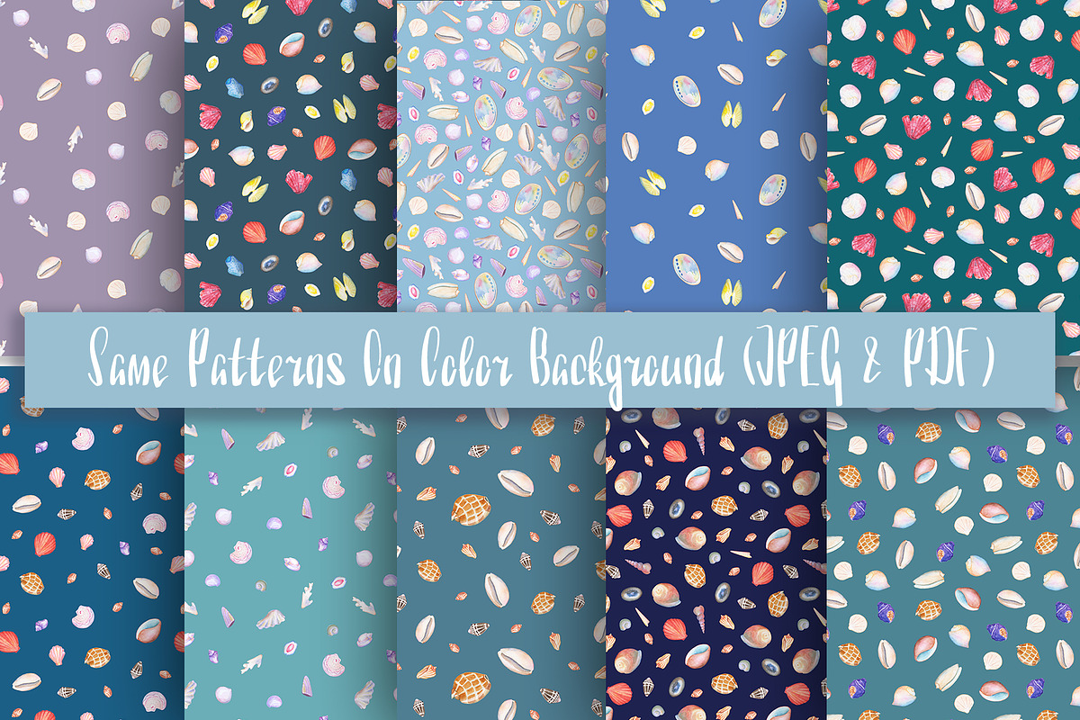 Watercolor Seashell Seamless Pattern, a Pattern Graphic by RabbitAndPencil (Photo 5 of 6)