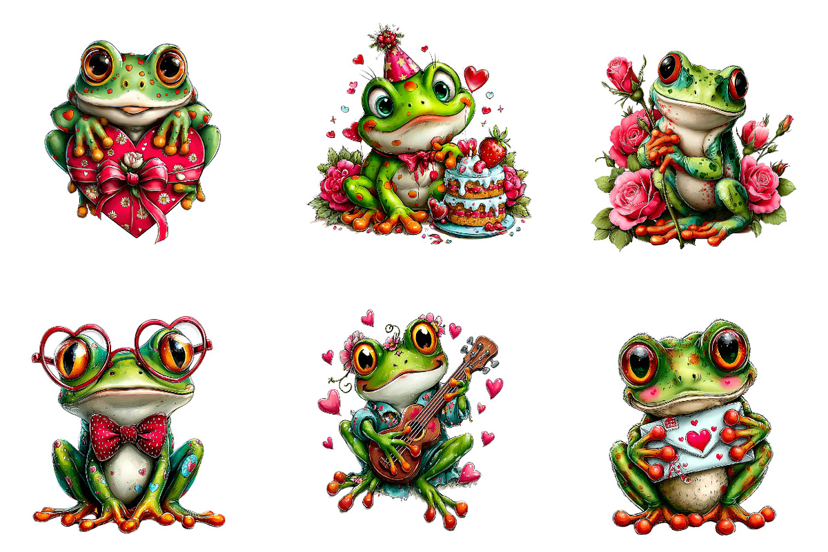 Whimsical valentine frog clip-art, an Illustration by CreationArt (Photo 3 of 5)