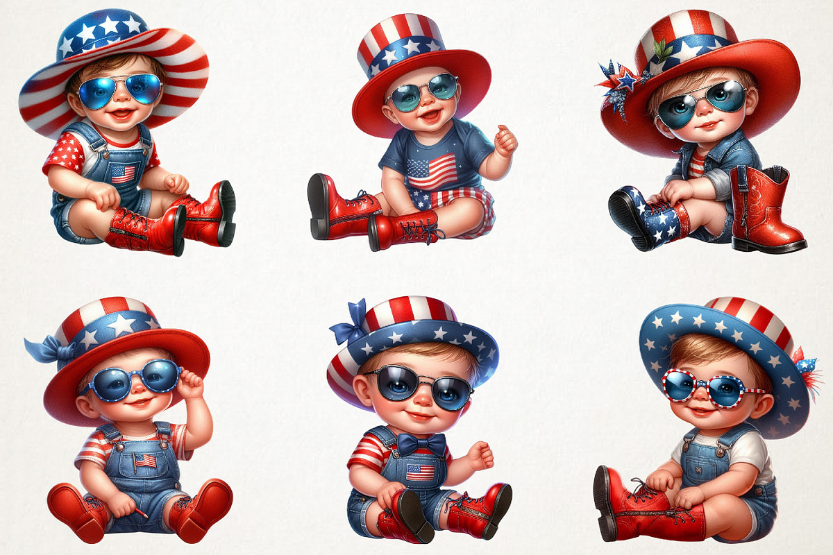 4th Of July Cute Baby Boy Clipart, a Person Illustration by RobertsArt (Photo 6 of 7)