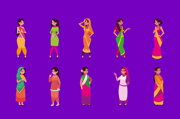 Female Indian Illustration Set preview 2