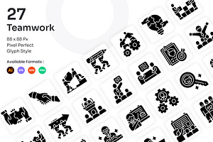 Teamwork Icons Set - Glyph, a Solid Icon by Kmg Design