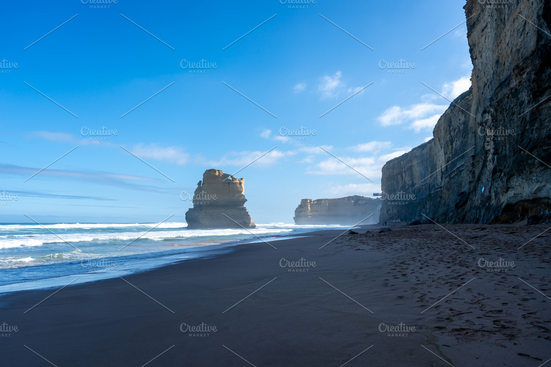 Clifton Beach and Twelve Apostles along the Great Ocean Road, Au, a Nature Photo by GoodGoods
