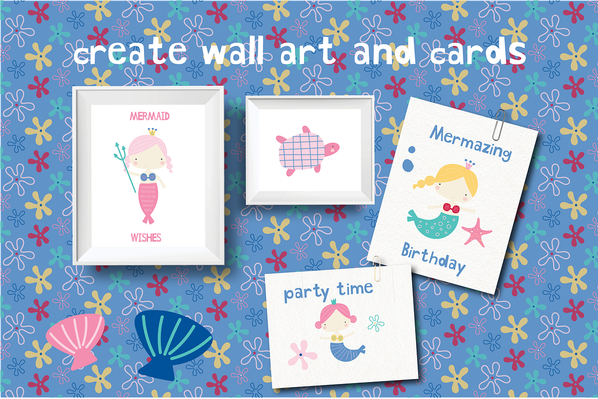Little Mermaid fun clipart, an Illustration by Poppymoondesign (Photo 2 of 3)