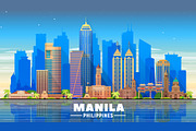 Manila Philippines vector skyline, an Illustration by Sky and glass (Thumbnail 3 of 6)
